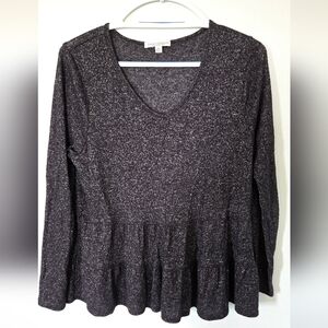 Green Envelope Charcoal Gray Peplum Sweater Size Medium